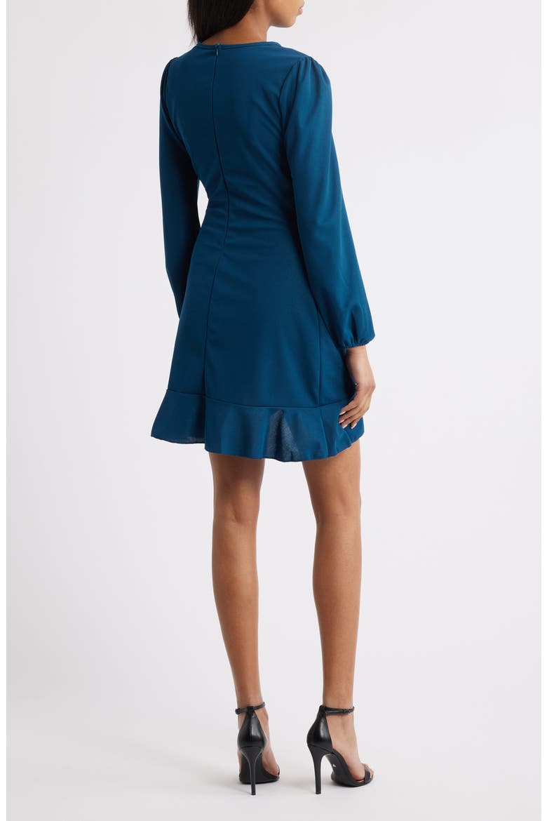 Hendrix Pleated Ruffle Long Sleeve Minidress, Alternate, color, TEAL