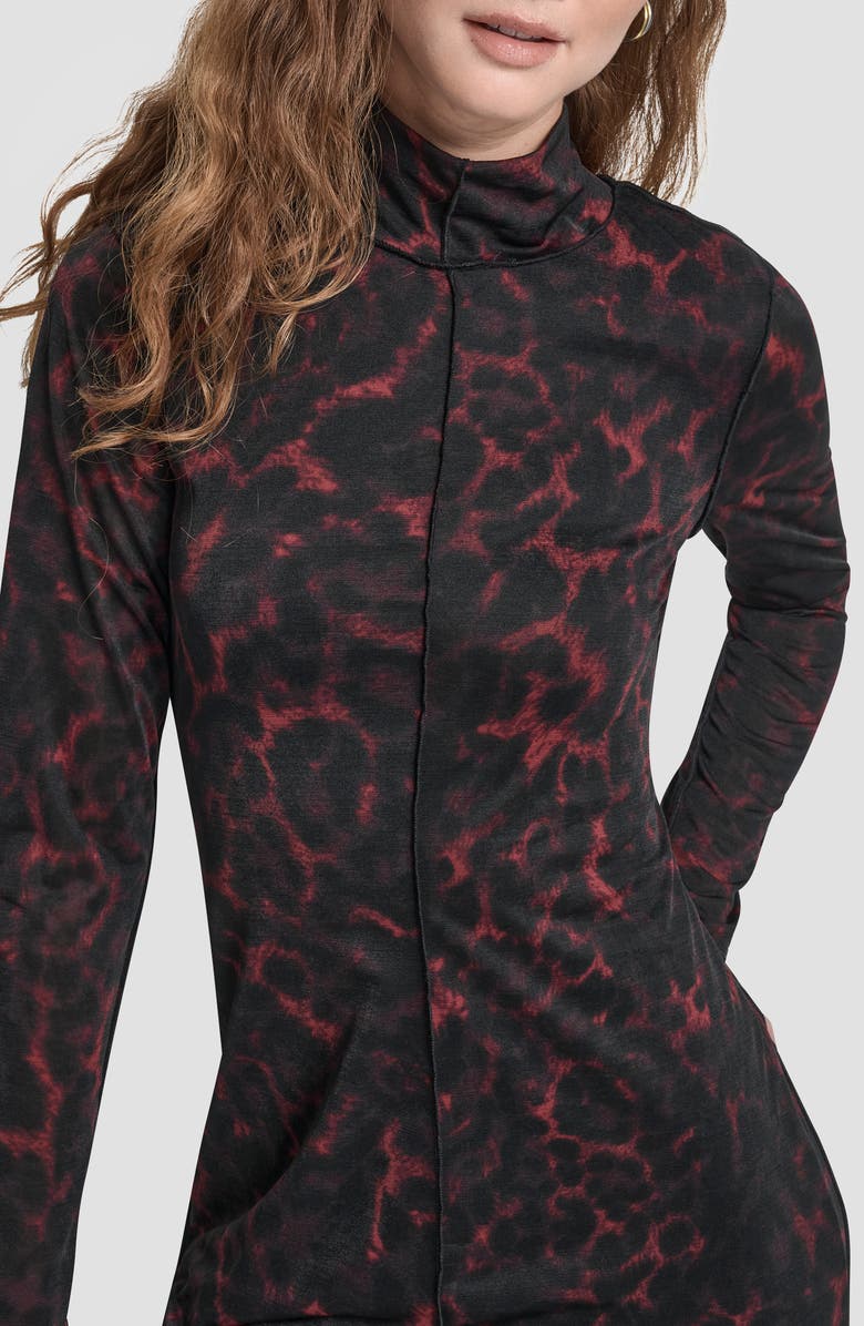 DKNY Seamed Long Sleeve Maxi Dress, Alternate, color, Merlot Cheetah