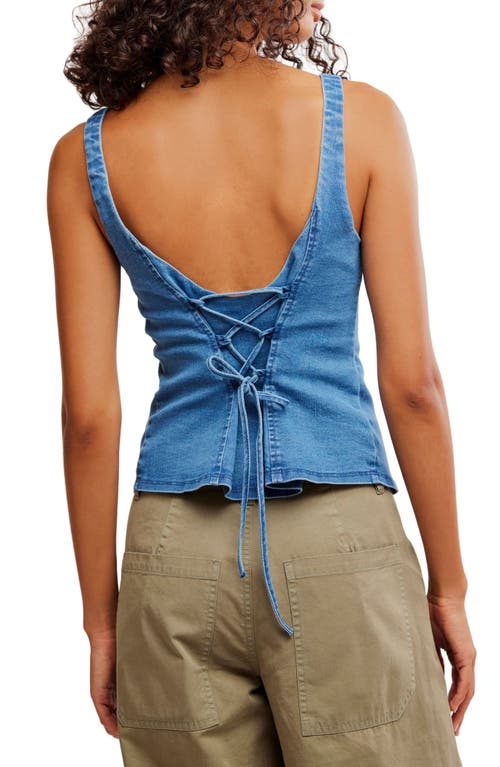 Free People A Moment In Time Denim Vest In Medium Wash