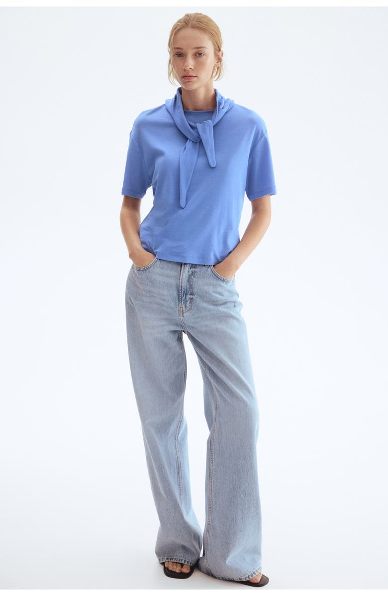 H&M Scarf-collar Top, Alternate, color, Blue