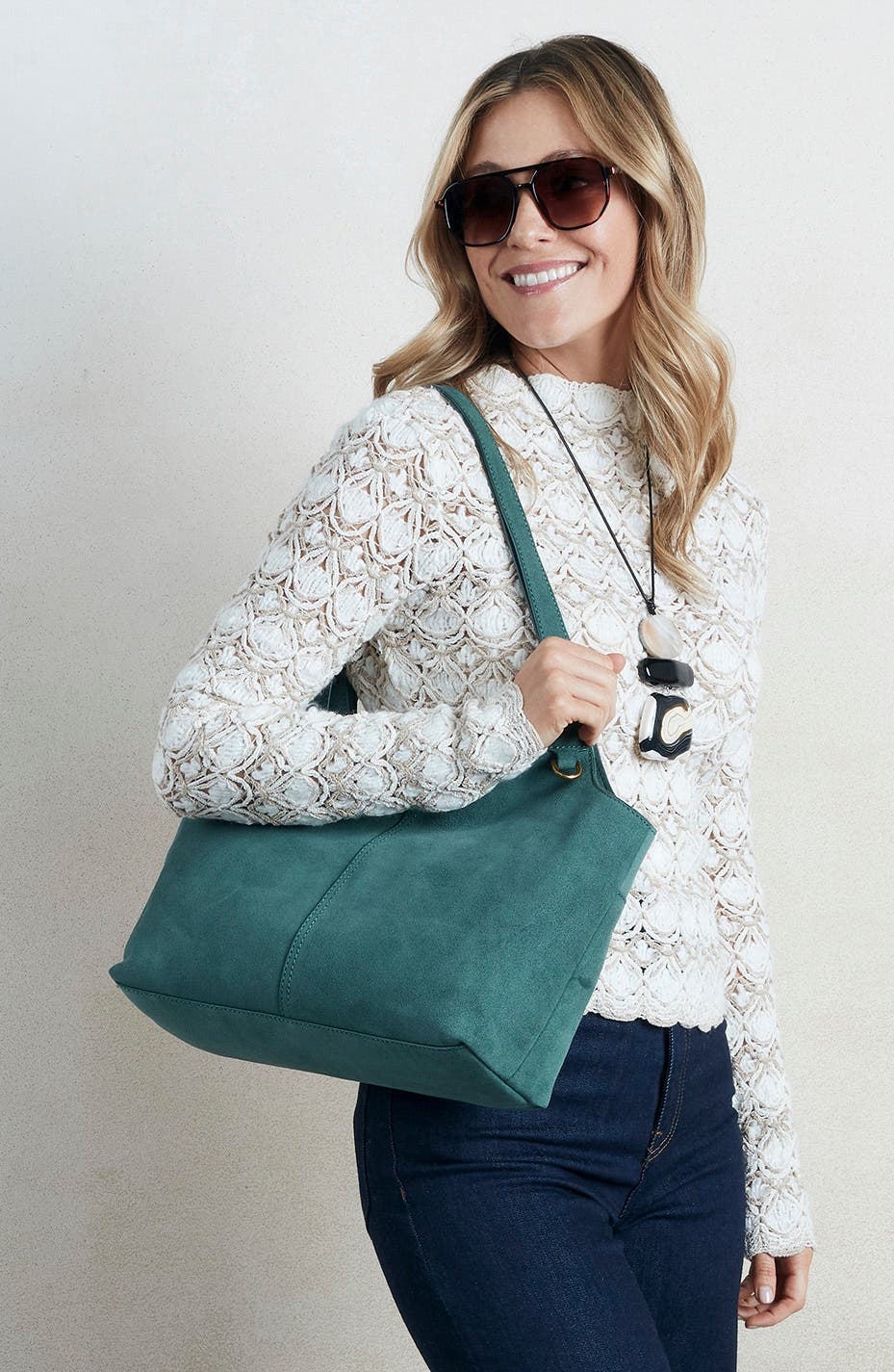 Atlas Suede Tote, Alternate, color, PINE NEEDLE