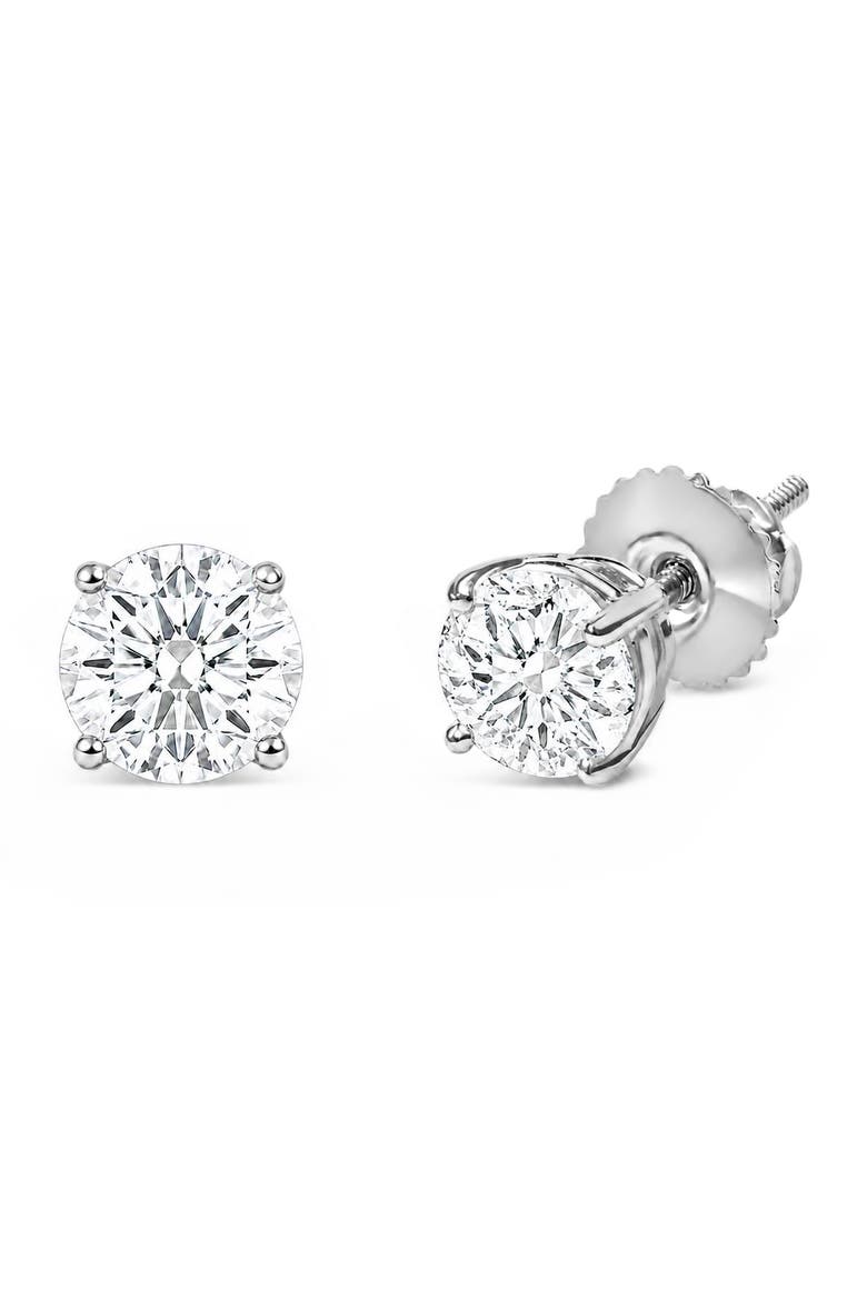 IGI Certified 14K Gold 1.00 Cttw Round Lab Grown Diamond Solitaire Stud Earrings, Alternate, color, White Gold