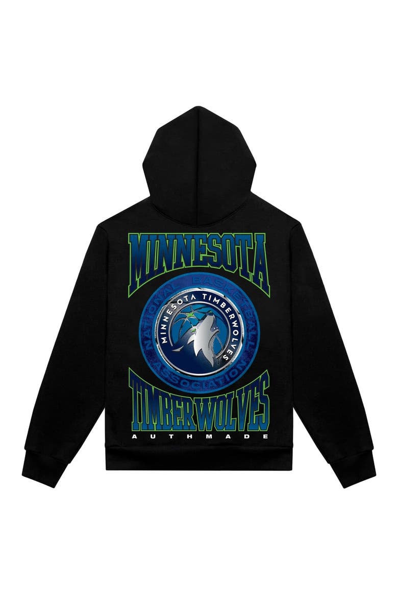 Men's Authmade Black Minnesota Timberwolves Vintage Metal Premium Heavyweight Pullover Hoodie, Alternate, color, Black