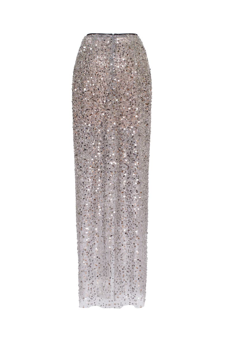 Fitted Sequin Pencil Maxi Skirt, Alternate, color, Silver