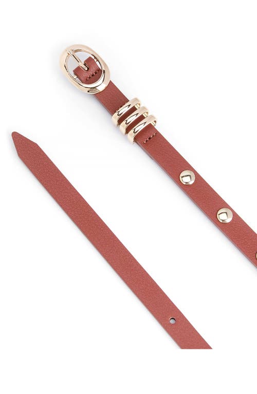 Ettika Skinny Studded Leather Belt In Brown