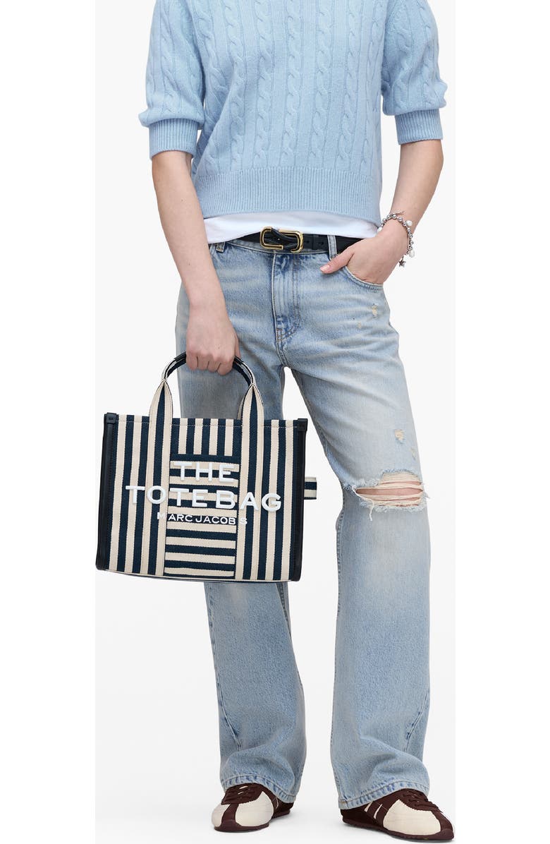 Marc Jacobs The Stripe Canvas Medium Tote, Alternate, color, Blue Sea Multi