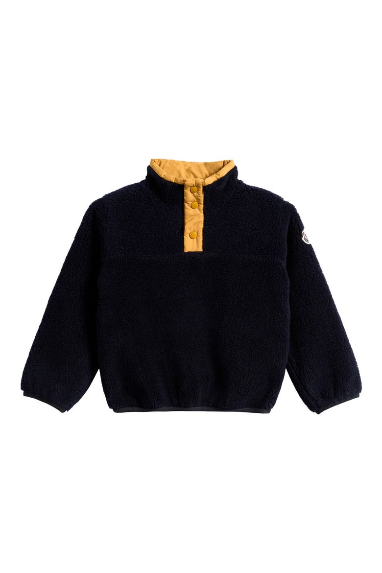 Kids' Cowboy Embroidered High Pile Fleece Mock Neck Pullover, Main, color, NAVY