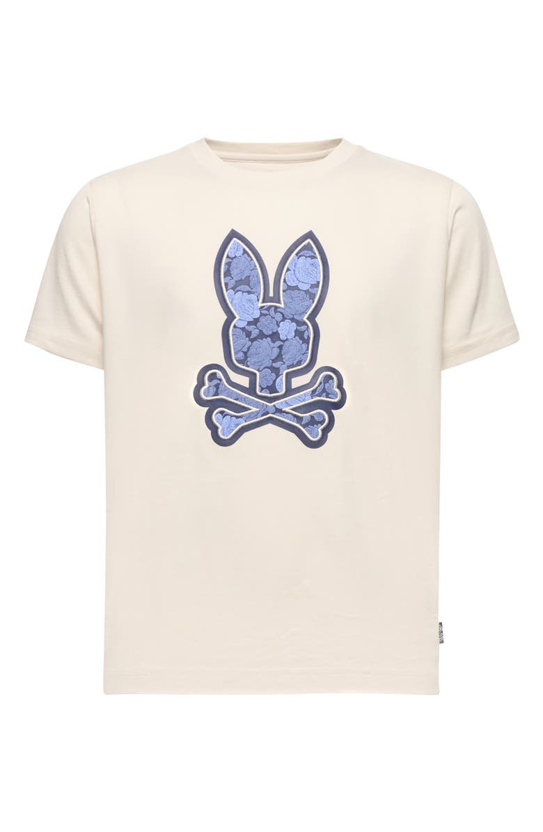 Psycho Bunny Kids' Rowen Embroidered Pima Cotton Graphic T-Shirt, Main, color, White Cap Grey