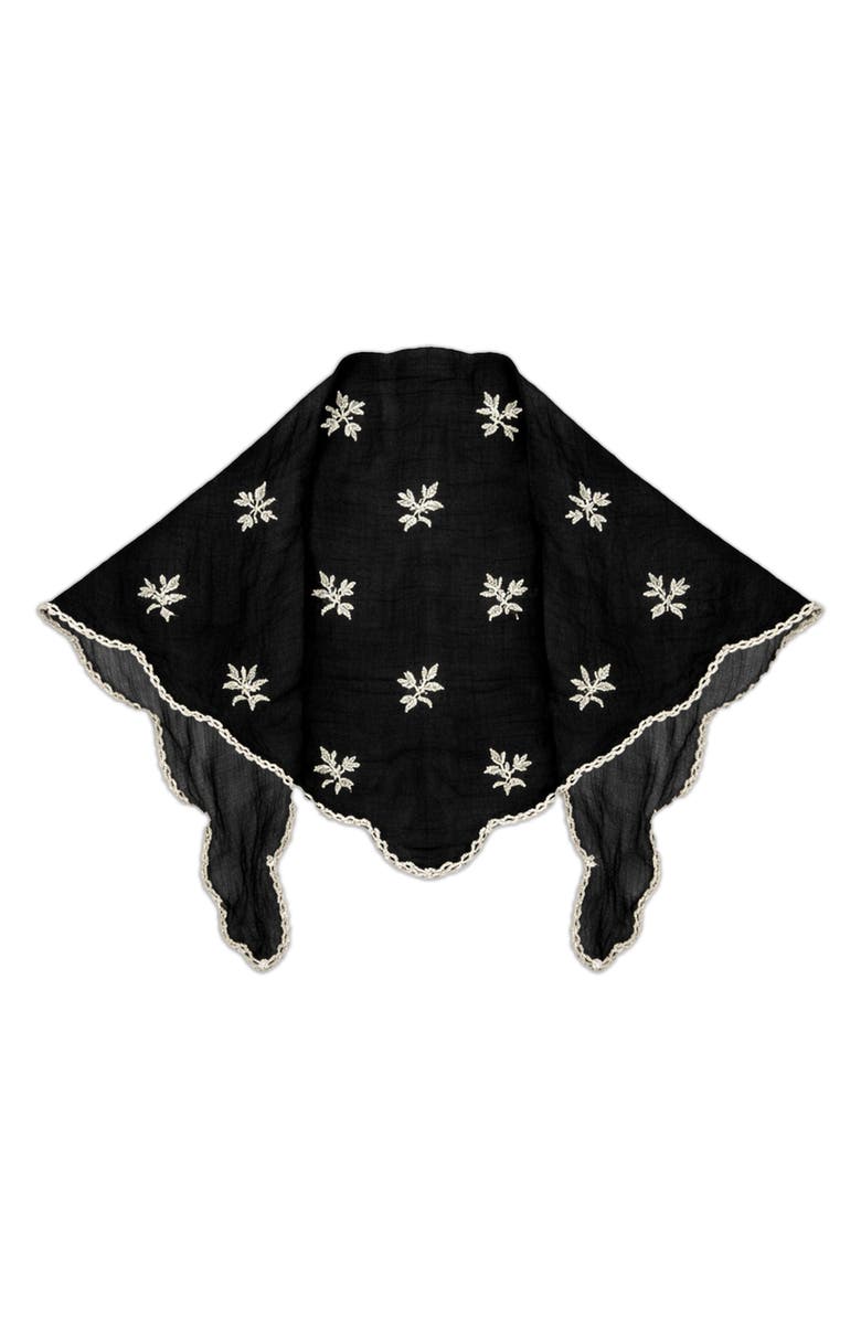 SAACHI Floral Embroidered Traingle Bandana, Alternate, color, Black