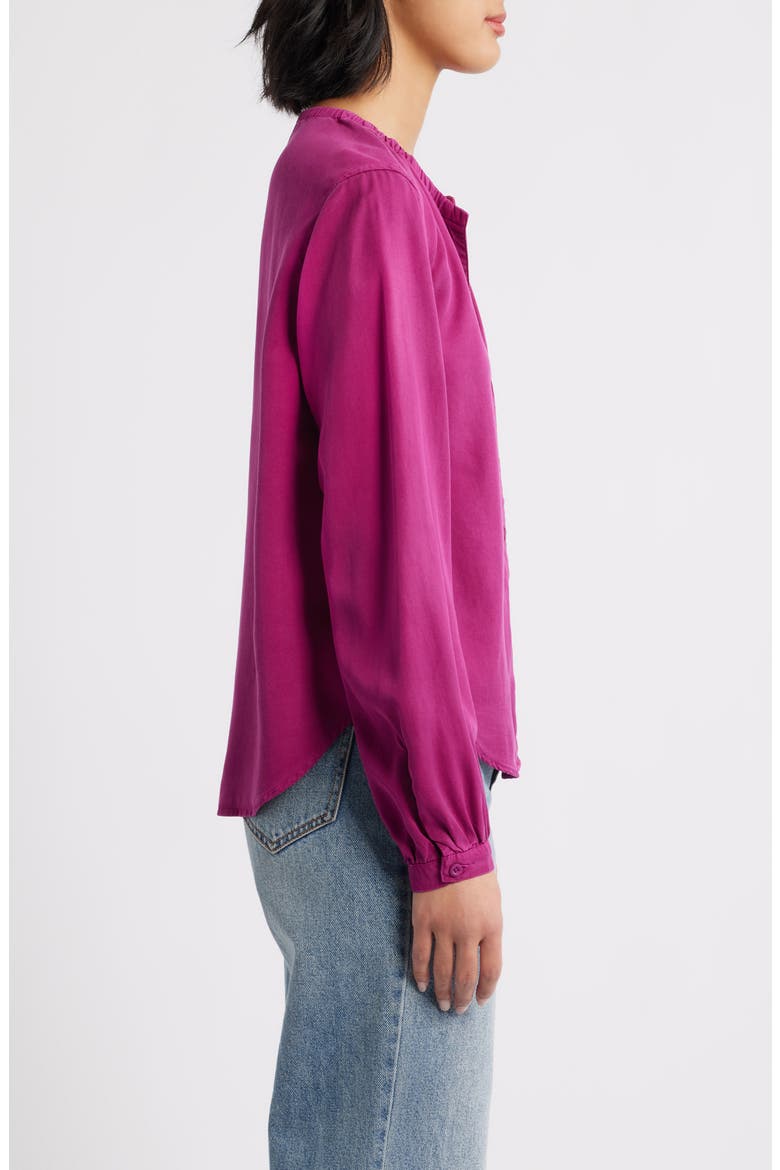 Gathered Button-Up Shirt, Alternate, color, FUSHIA