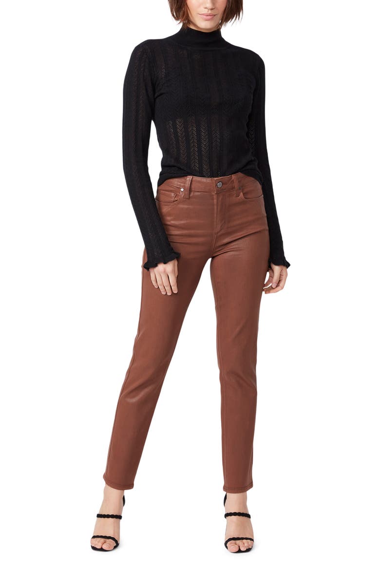 Lysette Pointelle Mock Neck Cotton Blend Sweater, Alternate, color, BLACK