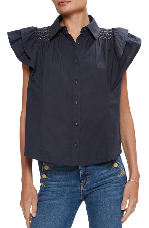 Marceline Flutter Sleeve Cotton Shirt