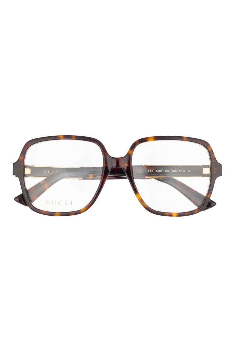 56mm Square Optical Glasses, Main, color, HAVANA HAVANA TRANSPARENT