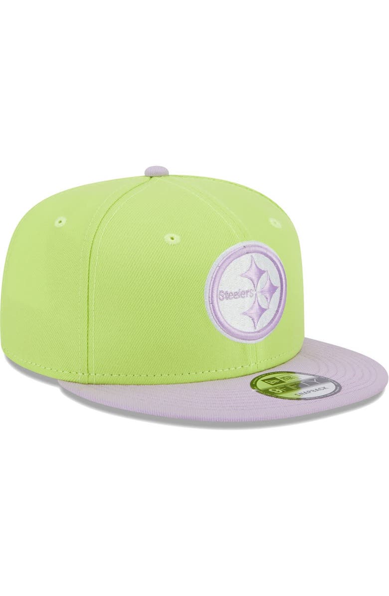 New Era Men's New Era Neon Green/Lavender Pittsburgh Steelers Two-Tone Color Pack 9FIFTY Snapback Hat, Alternate, color, 