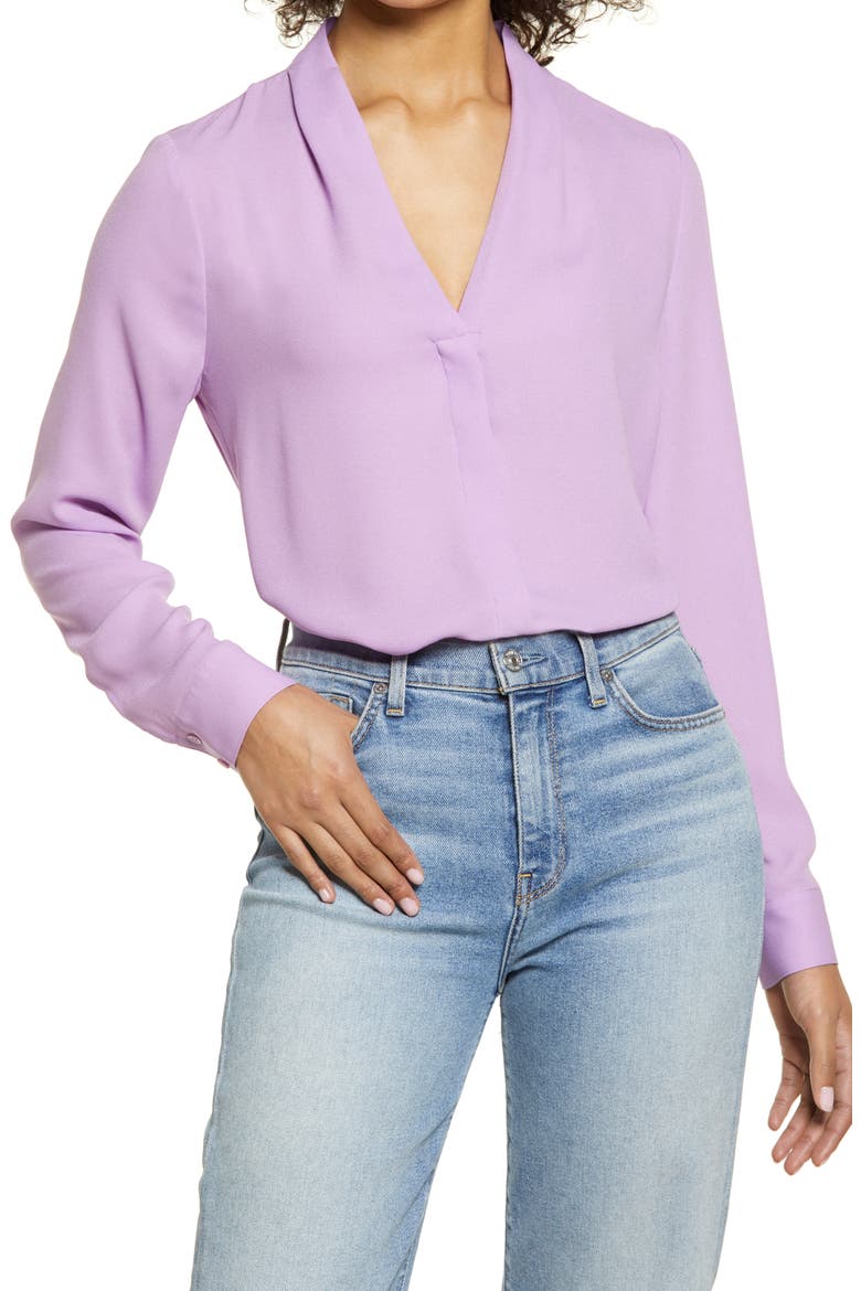 Halogen V-Neck Top, Main, color, PURPLE SPECTRE