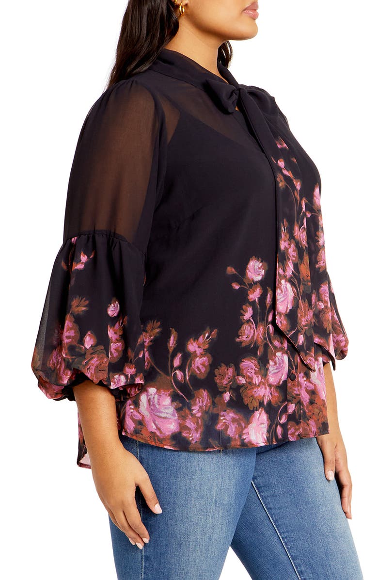 City Chic Romance Sheer Button-Up Top, Alternate, color,