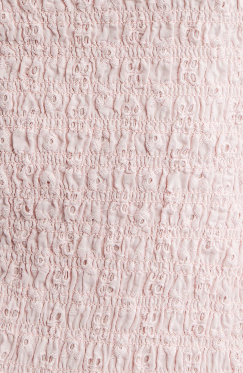 BP. Strapless Smock Eyelet Lace Minidress, Alternate, color, Pink Balm