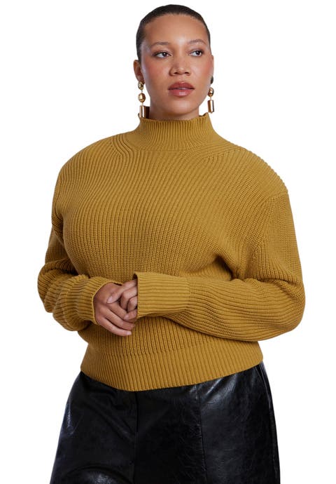 Power Shoulder Mock Neck Sweater