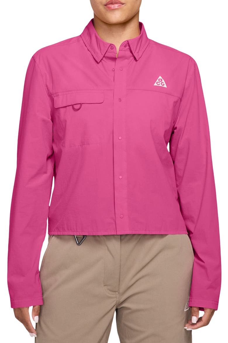 ACG Aireez Performance Button-Up Shirt, Main, color, DESERT PINK/ SUMMIT WHITE