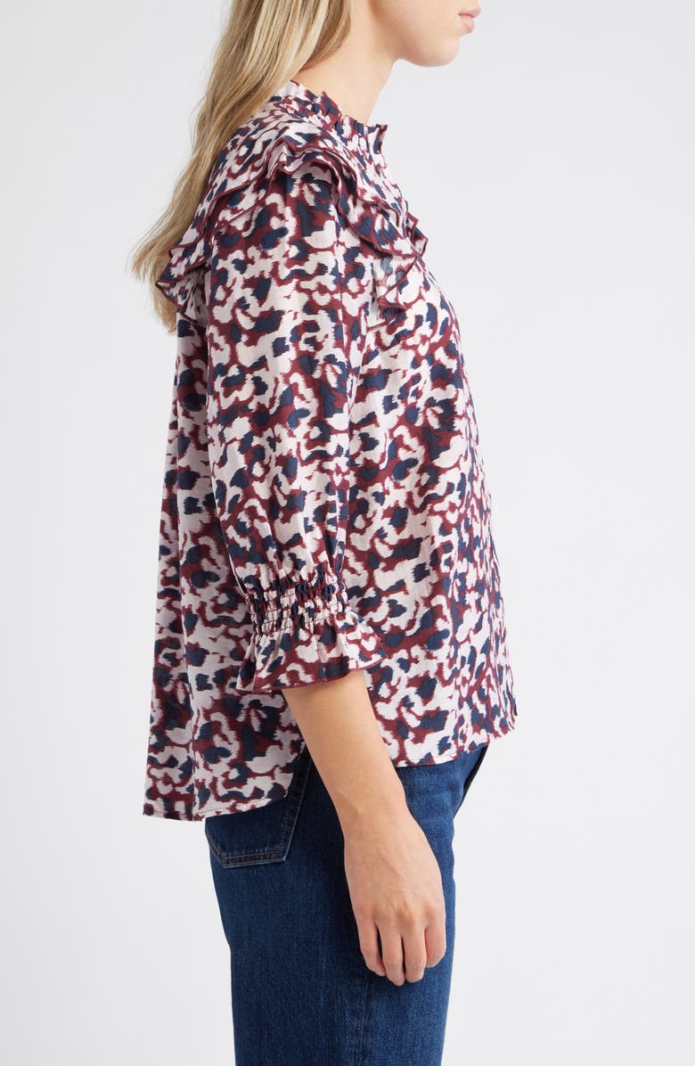 Caslon<sup>®</sup> Ruffle Print Top, Alternate, color, Red- Pink Addie Abstract