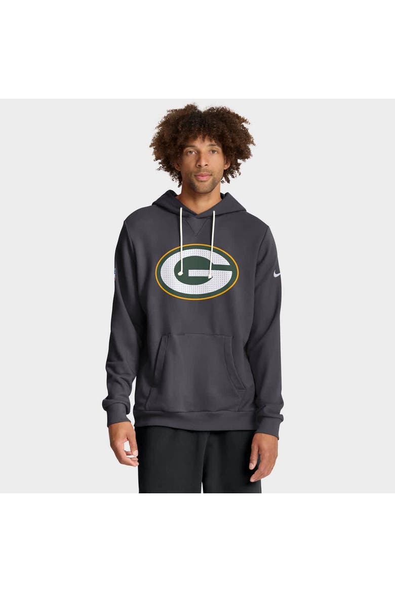 Men's Nike Anthracite Green Bay Packers Sideline Standard Issue Initial Home Dri-FIT Hoodie, Main, color, Anthracite