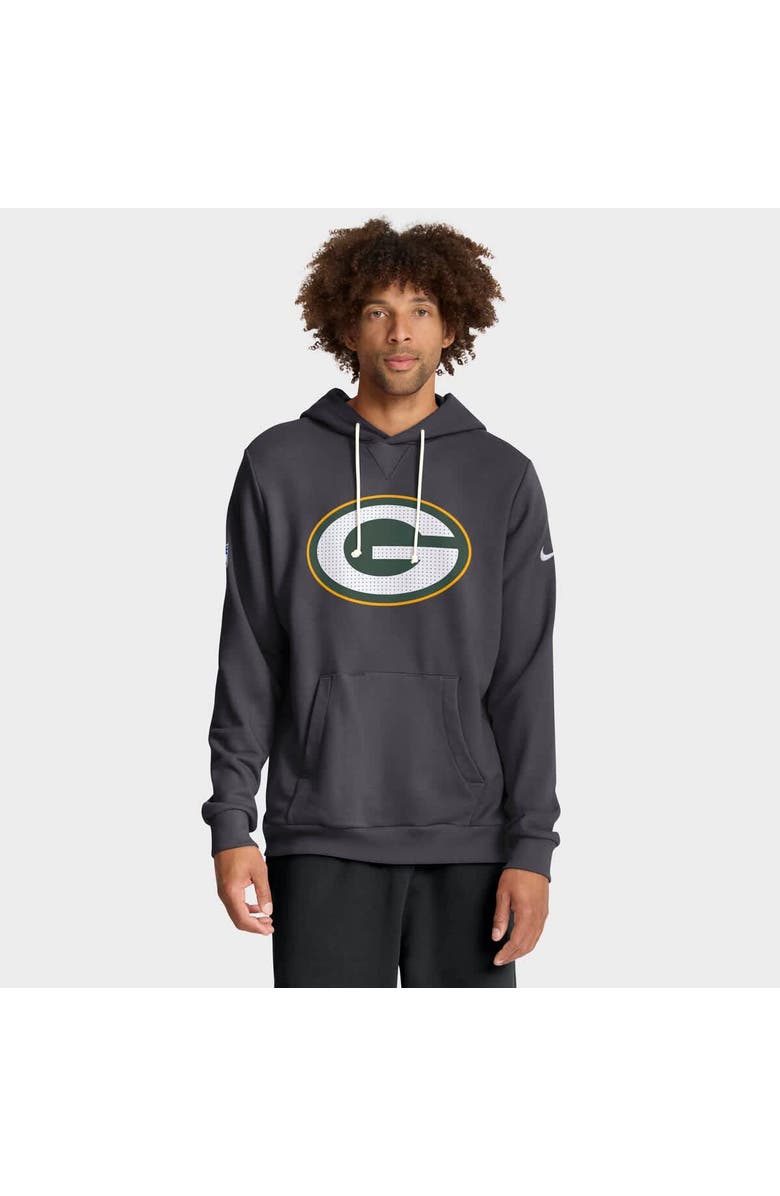 Nike Men's Nike Anthracite Green Bay Packers Sideline Standard Issue Initial Home Dri-FIT Hoodie, Main, color, Anthracite