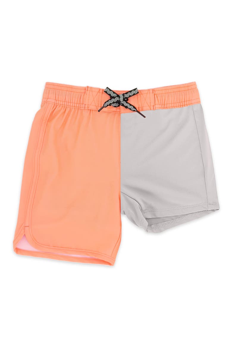 Kids' Solid Scallop Board Shorts, Alternate, color, ORANGE POP