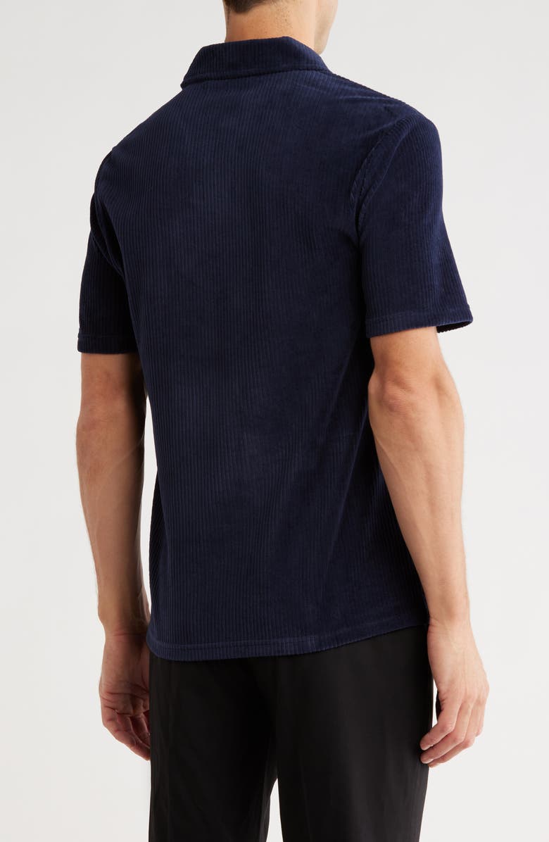 Elie Tahari Ribbed Velour Polo, Alternate, color, Navy
