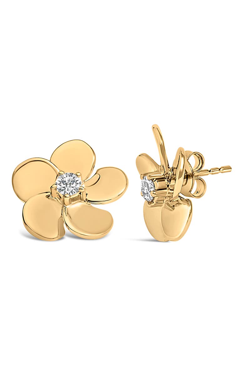 10K Gold 1/3 Cttw Lab Grown Diamond Flower Petal Stud Earrings, Alternate, color, Yellow