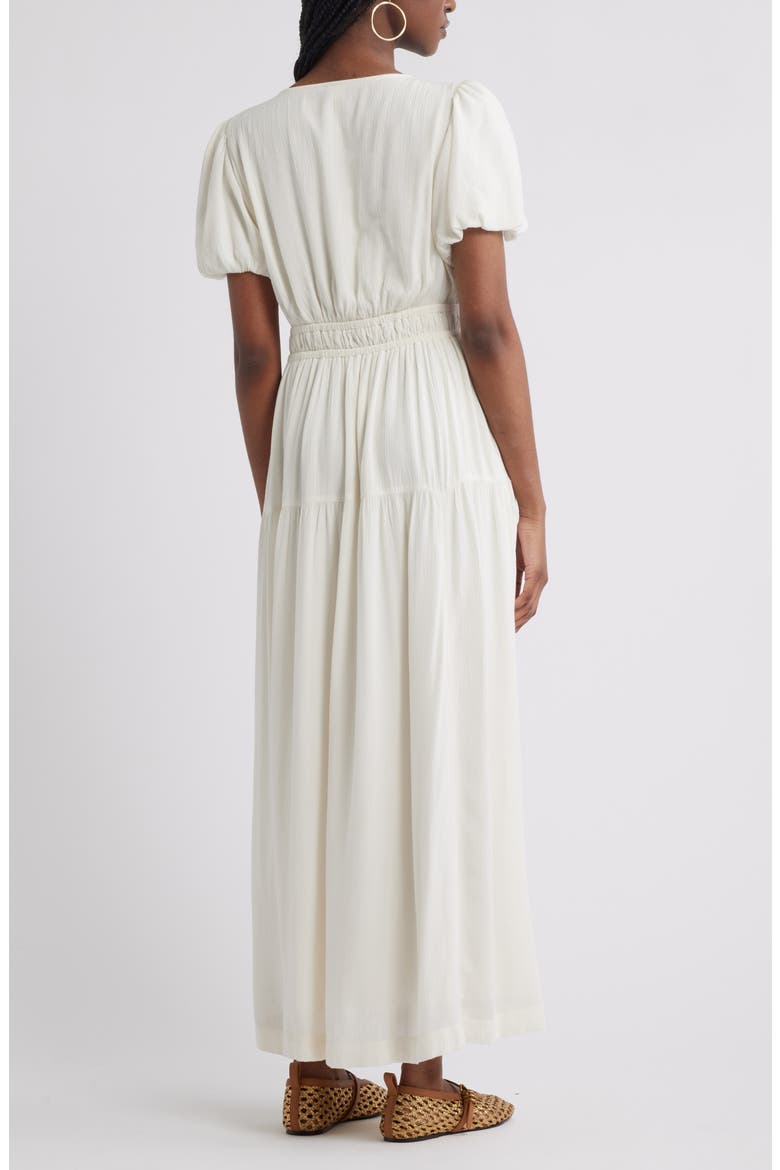 Shirred Puff Sleeve Dress, Alternate, color, IVORY EGRET