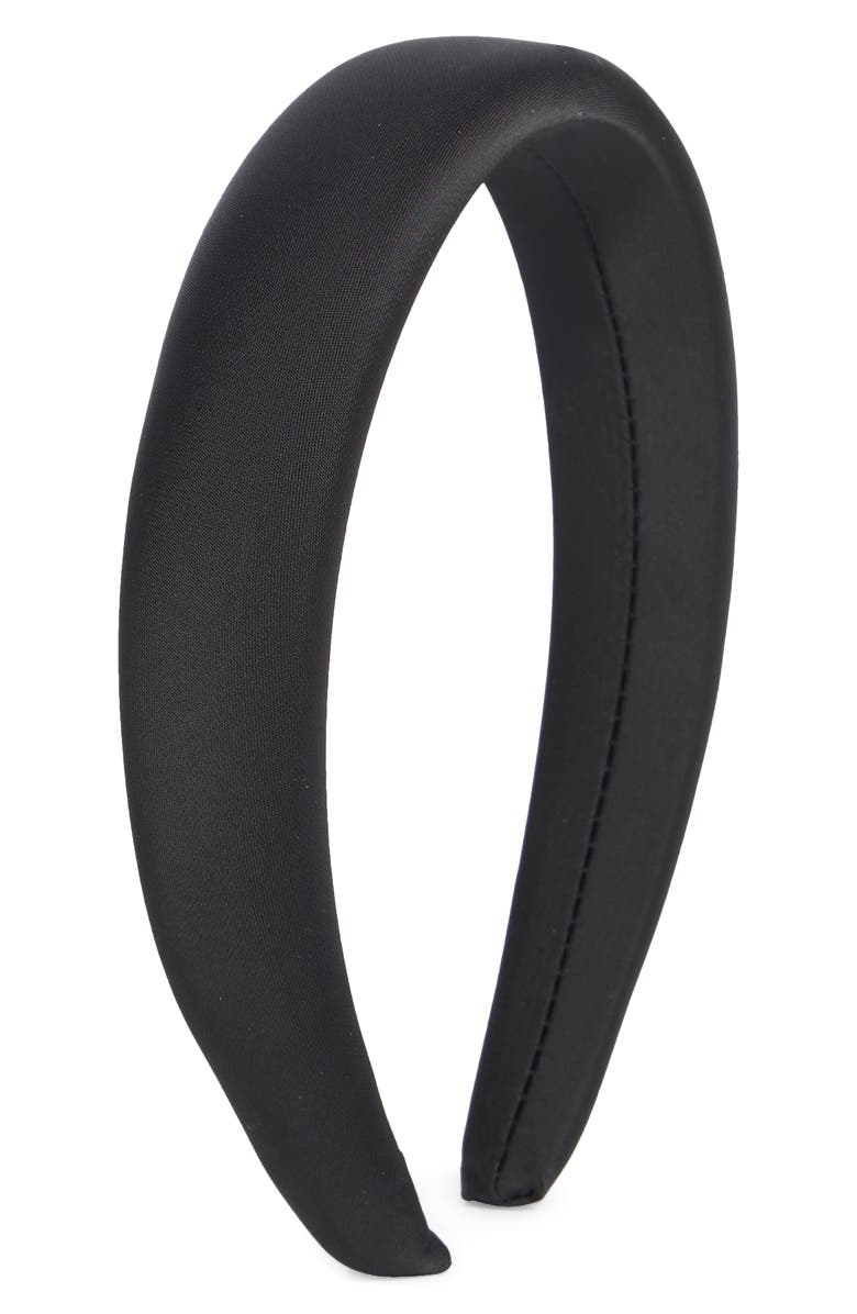 Chelsea28 Puff Satin Headband, Main, color, Black