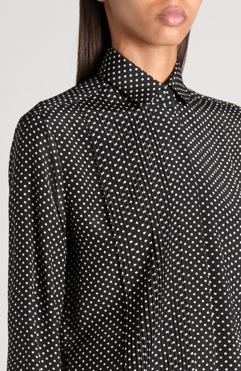 TOM FORD Mini Dot Pintuck Crepe Shirt, Alternate, color, Black/ Off White