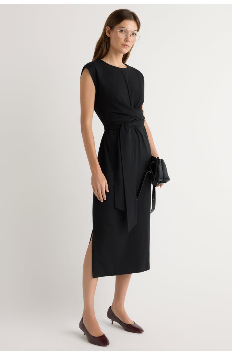 Modern Citizen Fei Tie-Front Organic Cotton Dress, Main, color, Black