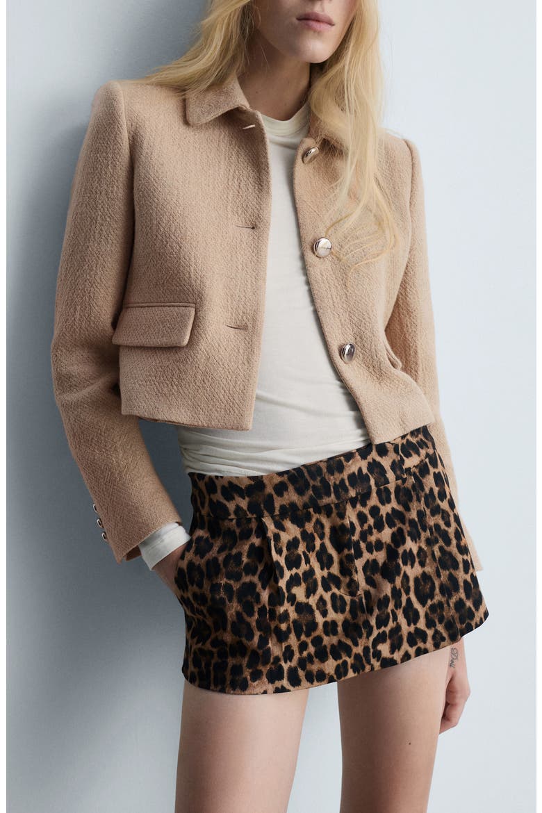 Cotton Blend Crop Jacket, Main, color, MEDIUM BROWN