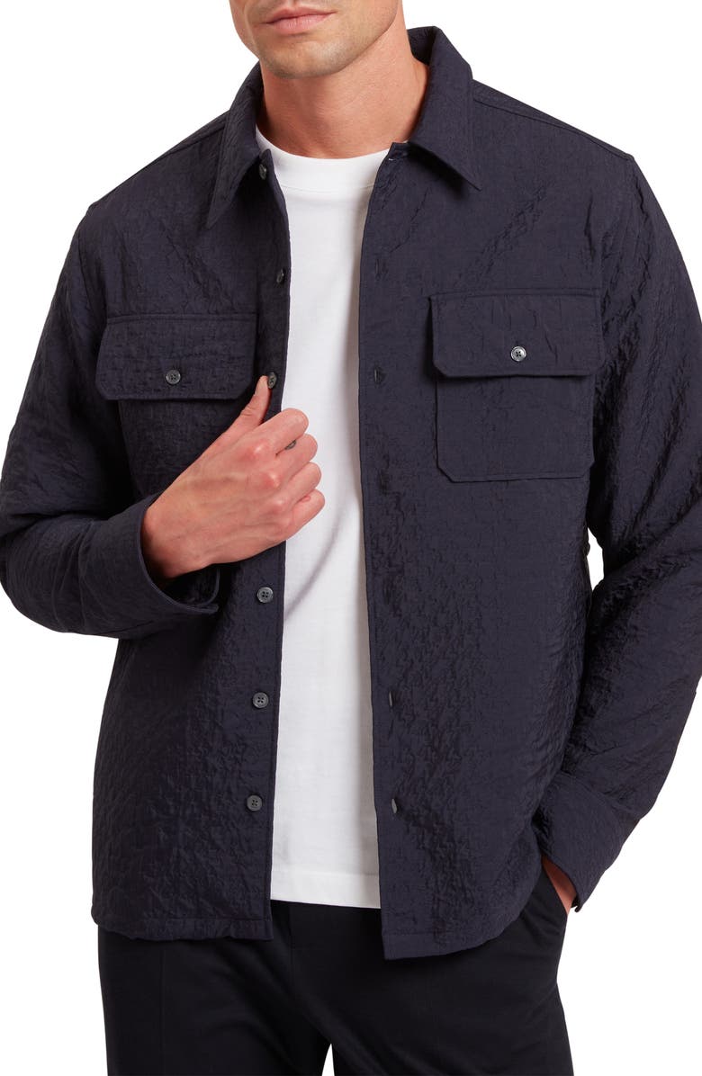 Ted Baker Gentil Jacquard Shirt Jacket, Main, color, Navy