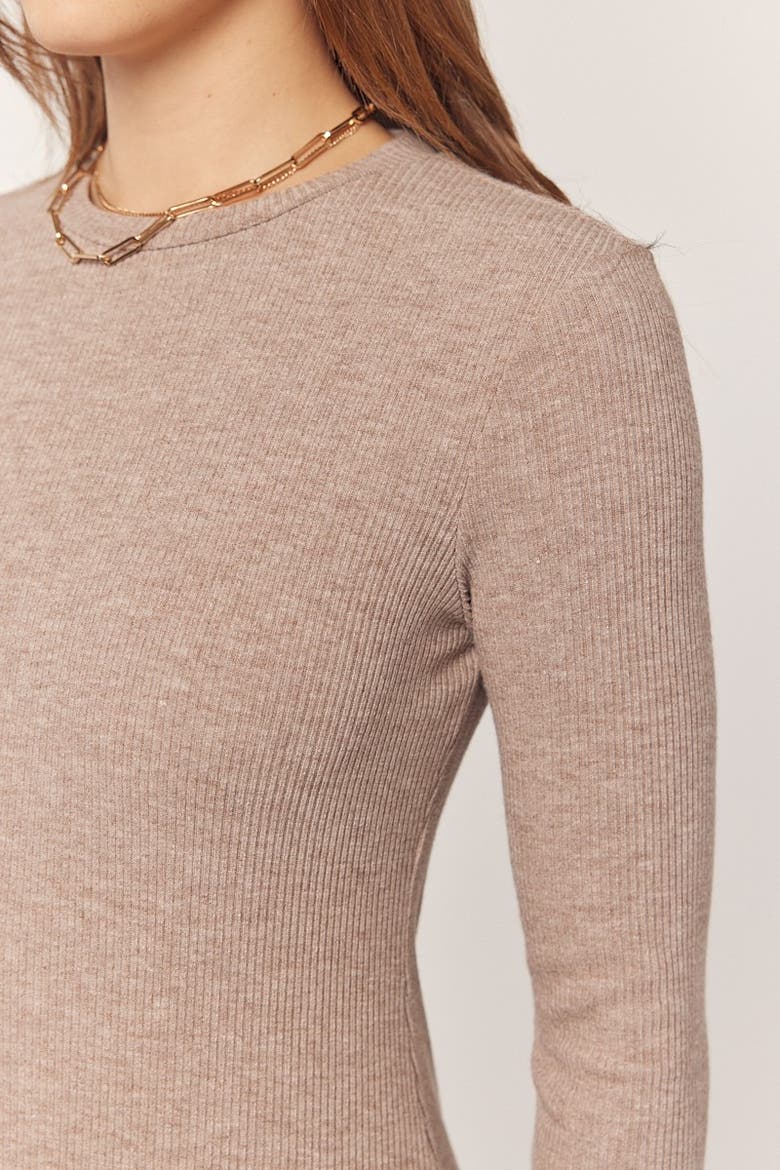Ribbed Knit Side Slit Midi Dress, Alternate, color, Mocha