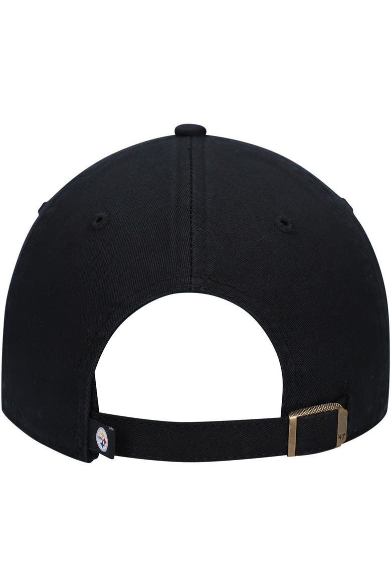 Men's '47 Black Pittsburgh Steelers Clean Up Script Adjustable Hat, Alternate, color, Black