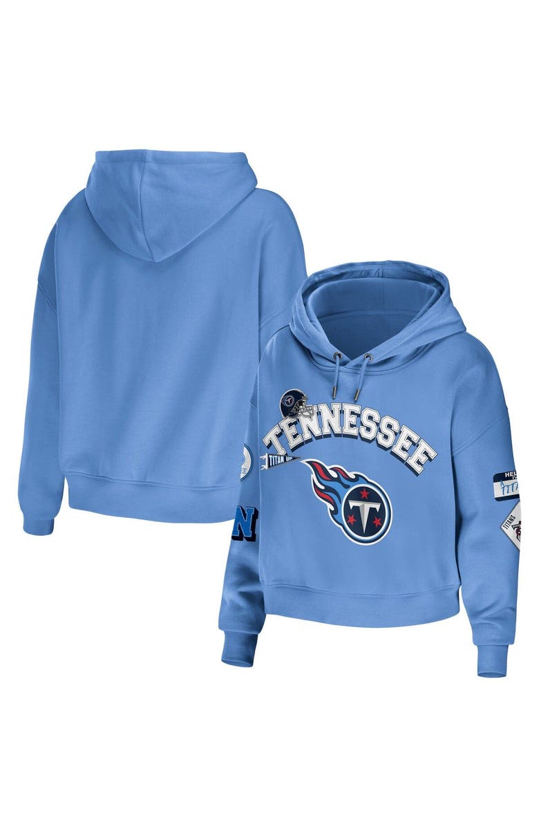 WEAR by Erin Andrews Women's WEAR by Erin Andrews Light Blue Tennessee Titans Plus Size Modest Cropped Pullover Hoodie, Main, color, Light Blue