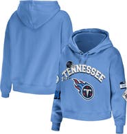 WEAR by Erin Andrews Women's WEAR by Erin Andrews Light Blue Tennessee Titans Plus Size Modest Cropped Pullover Hoodie