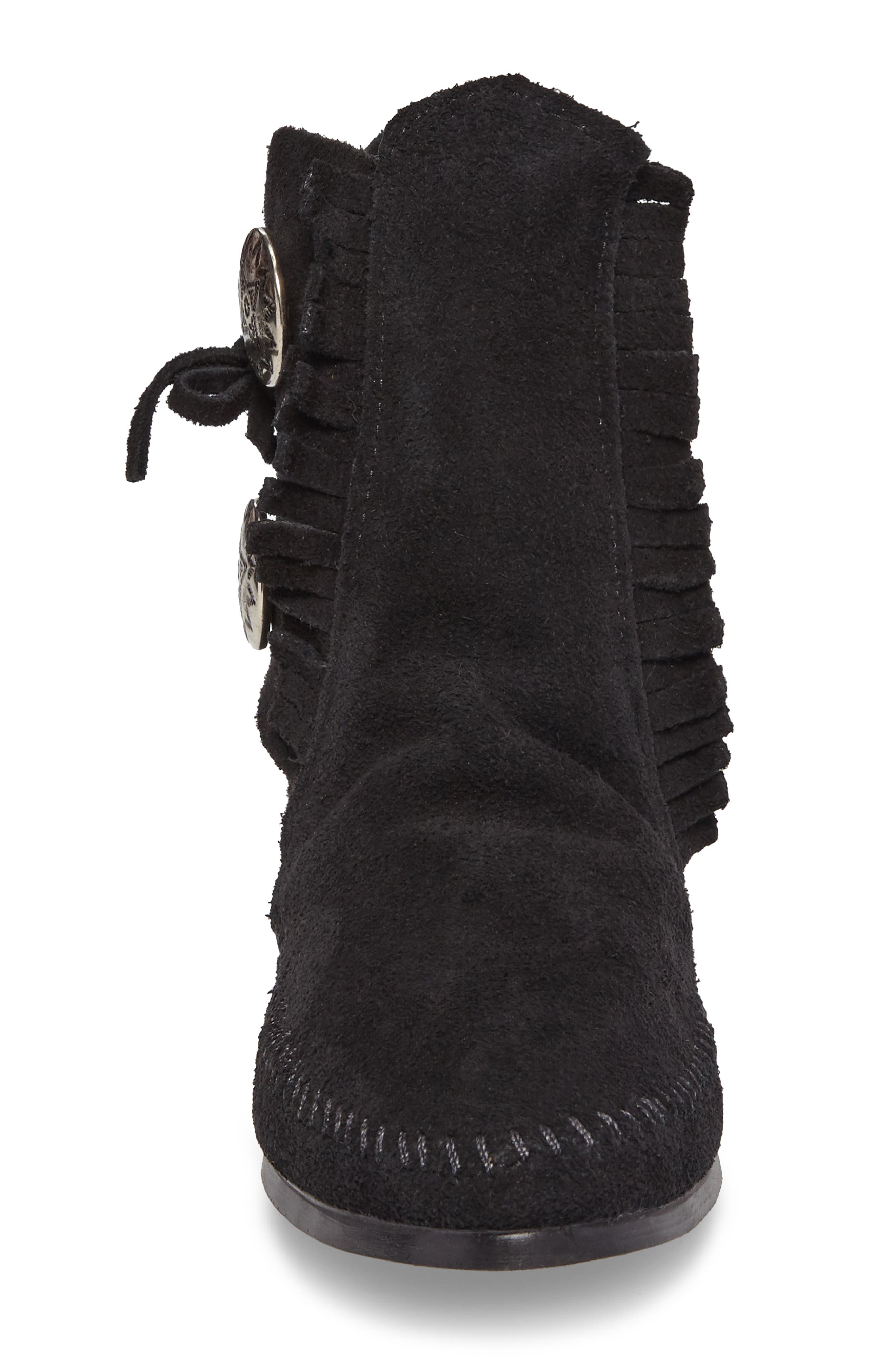 Minnetonka Two-Button Hardsole Bootie, Alternate, color, Black