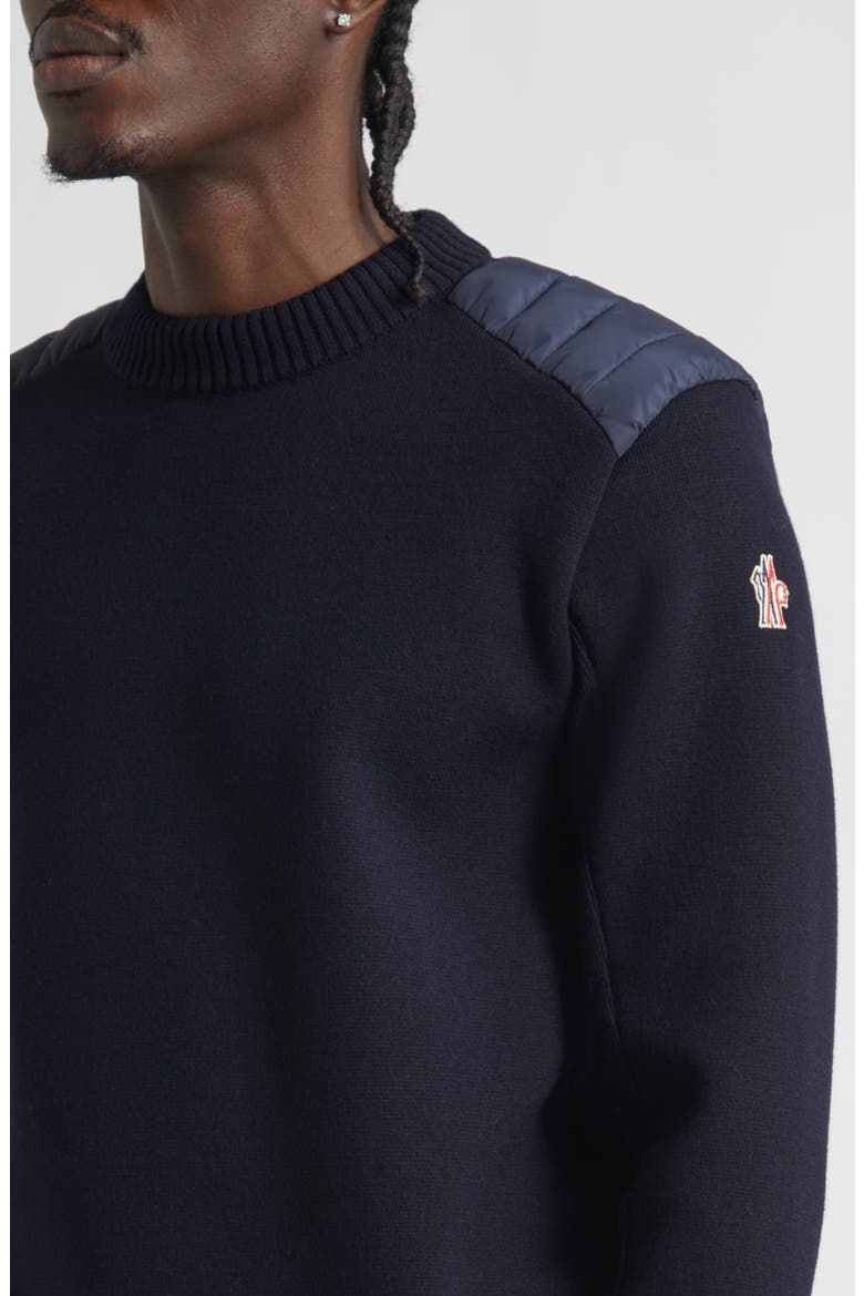 Quilted Shoulder Virgin Wool Blend Sweater, Alternate, color, MARITIME BLUE