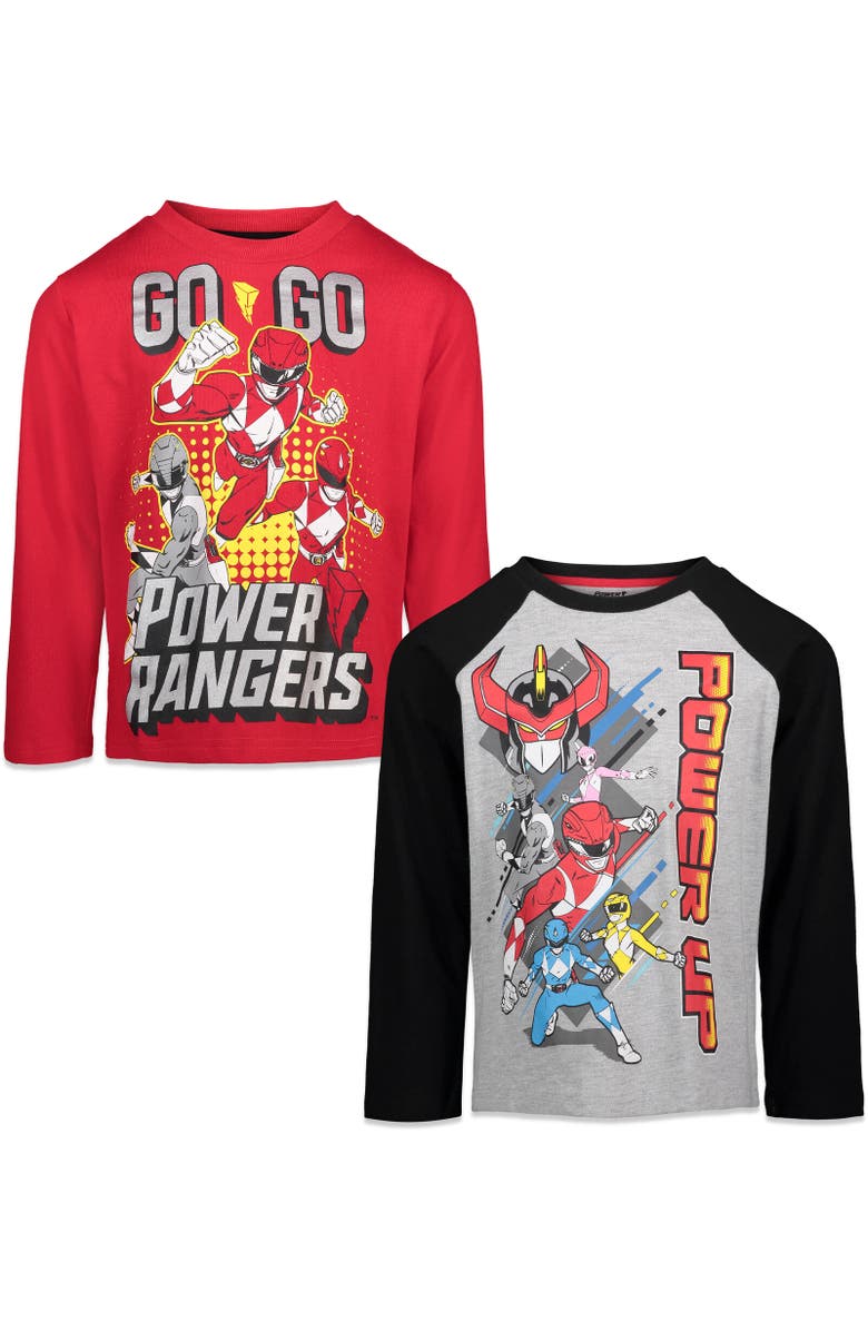 Power Rangers 2-Pack Long Sleeve T-Shirts, Main, color, Red/Grey