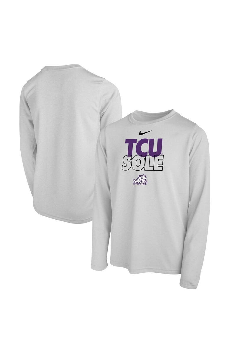 Nike Youth Nike  White TCU Horned Frogs 2023 On Court Sole Bench T-Shirt, Main, color, 