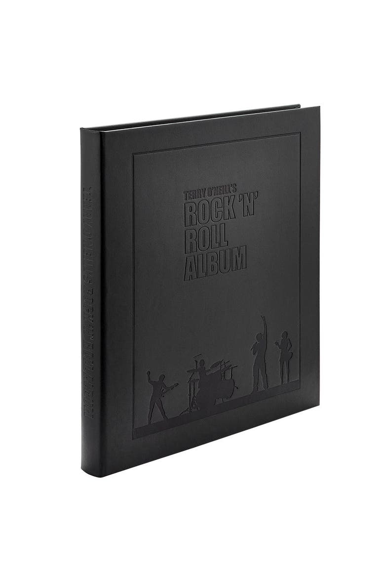 Terry O'Neill's Rock N Roll Album Leather Coffee Table Book, Alternate, color, Black