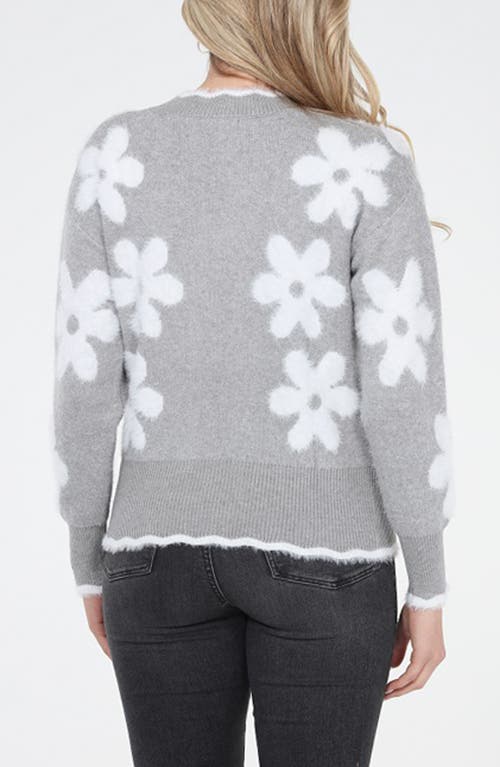 Rain And Rose Rhinestone Embellished V-neck Sweater In Gray
