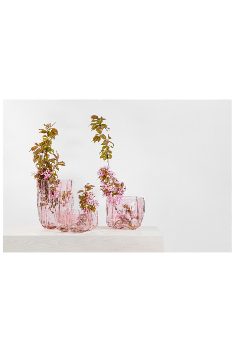 Crackle Pink Tall Glass Vase, Alternate, color, PINK