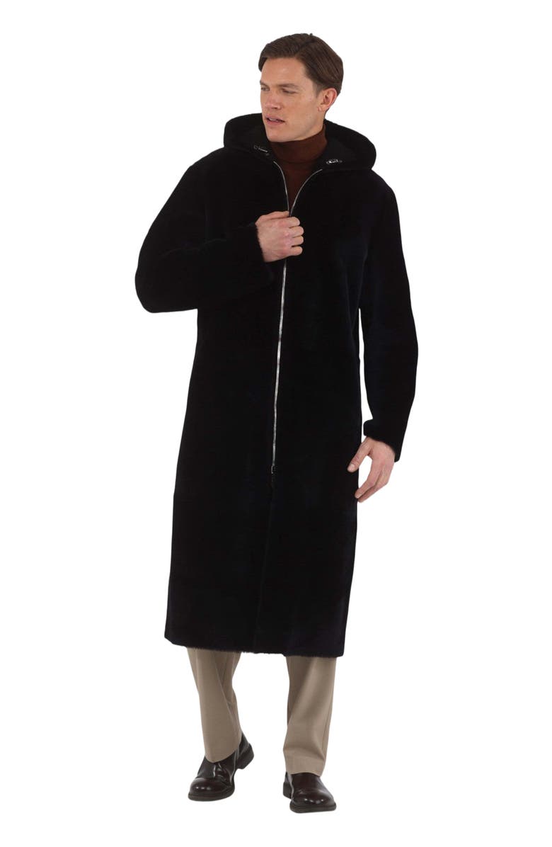 GORSKI Reversible Merino Shearling Lamb Parka, Main, color, Black Pattern/Black