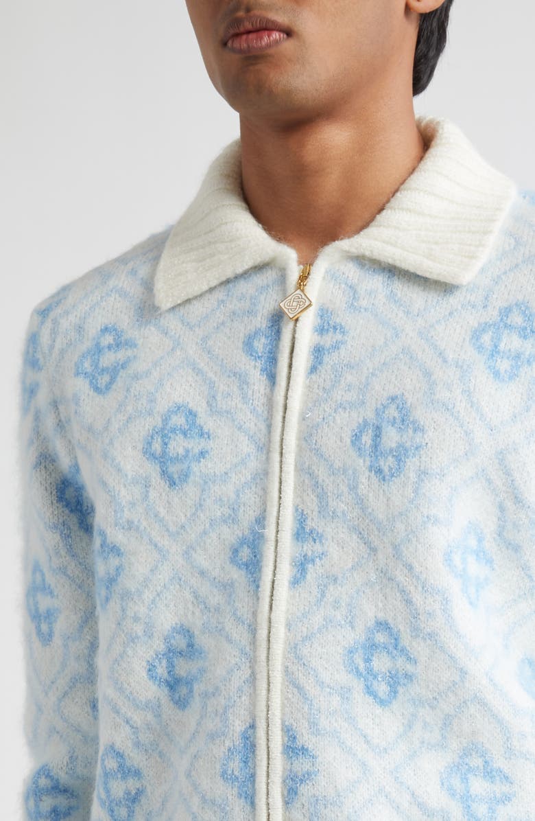 Casablanca Monogram Full Zip Cardigan, Alternate, color, Monogram