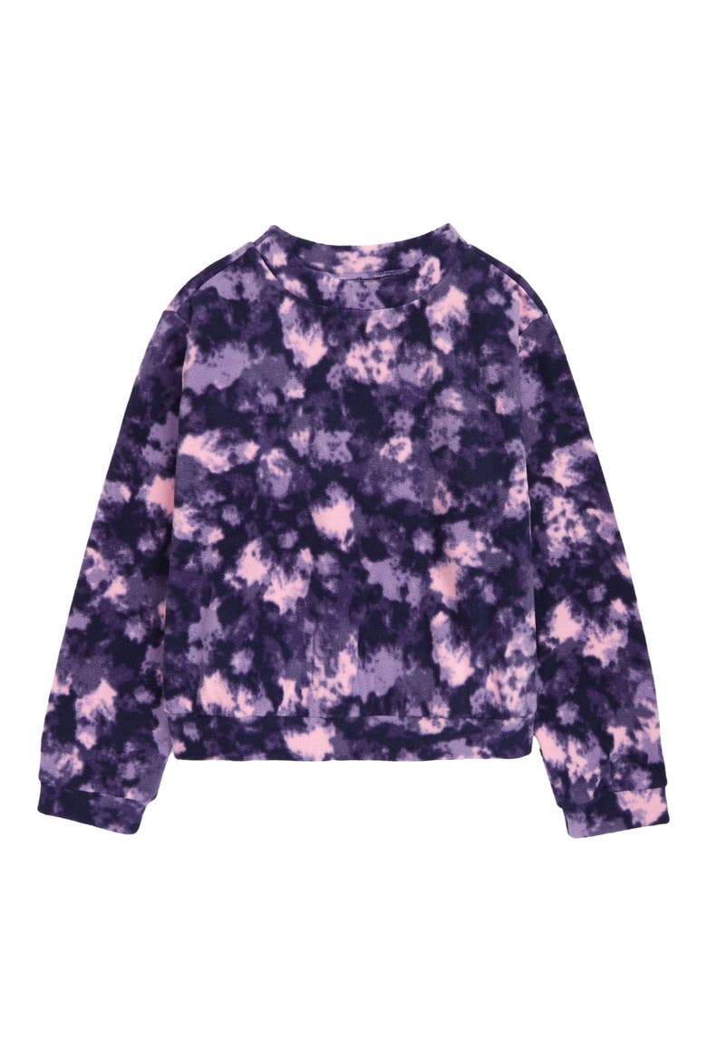 Kids' Print Fleece Mock Neck Top, Main, color, PINK LAVENDER WHISPY CAMO