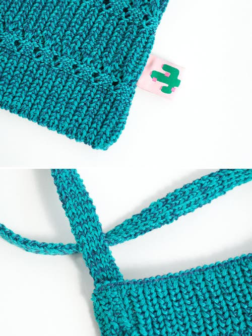 Lost Pattern Nyc "cactus" Crochet Crossbody Phone Bag In Blue